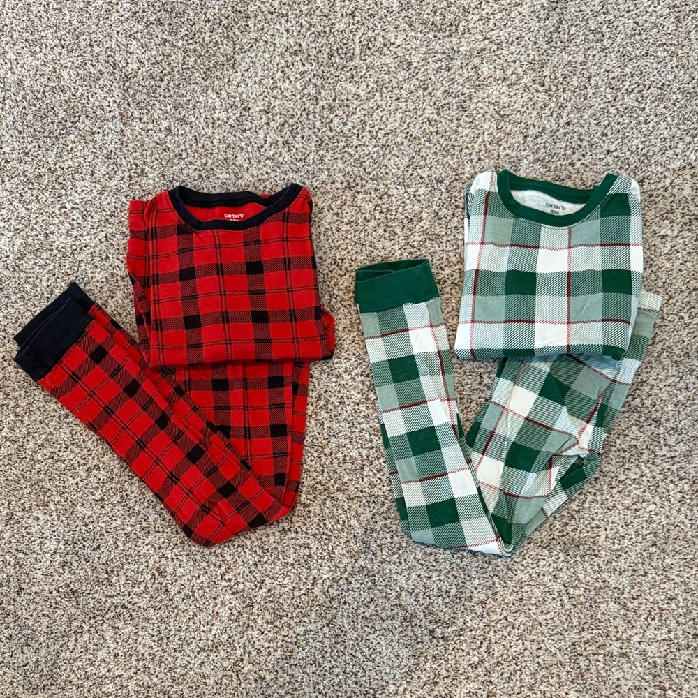 Carter's Red and Green Plaid Kids Pajama Bundle - Picture 1 of 2